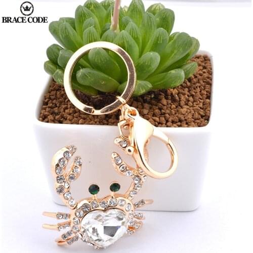 BRACE CODE Crystal Boutique Bag Car Keychain Female Korean High-end Fashion Crab Pendant Car Key Pendant Gift Rhinestone