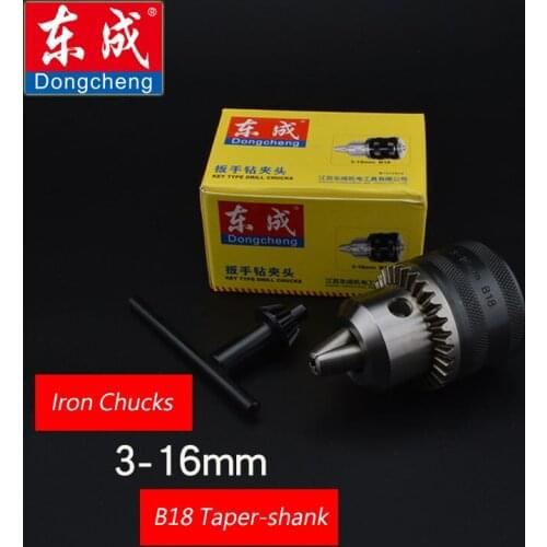 Spanner Drill Chuck 16mm Iron Chuck For Electric Drill, Max. Capacity 3-16mm, Bore Diameter B18 Taper-shank