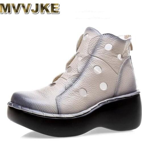 MVVJKE Breathable Comfortable genuine leather Summer Women Sandals Cool Boots 2018 New Thick Bottom Wedges Sandals Women Fashion