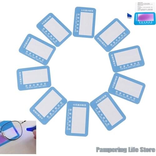 10Pc Pvc Anti-Blauw Licht Testkaart Licht Bril Uv Test Accessoires Card Blauw Licht Detectie Kaart Generator Kaart En Temp New