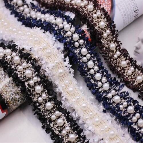 10yards/lot, 6mm 8mm Pearls beads Lace ribbon Tassel Fringe Trimming ribbon Lace garments DIY Accessories HH138