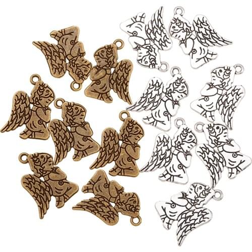 15 pcs/lot angel Antique Silver Plated Bracelets Charm Pendants Fashion Jewelry Making Findings DIY Charms Handmade I228