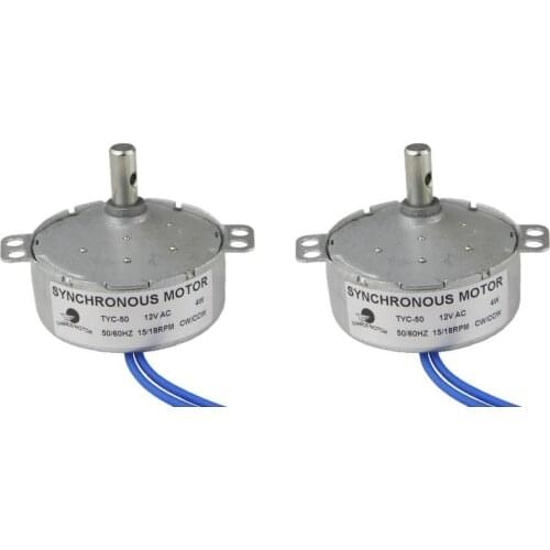 CHANCS 2PCS Turntable Motor Synchronous Motor TYC-50 12V AC 15-18RPM CW/CCW Slow Speed Electric Motor