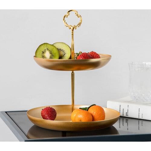 2 Tiers Metal Fruit Plate Dessert Snack Tray Wedding Party Cake Stand Household Candy Cookies Fruits Plate Home Decorative Tray