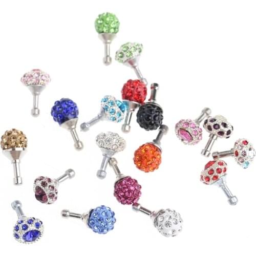 2020 New Random color Rhinestone Ball 3.5mm Anti Dust Plug Earphone Stopper For Smart Phone