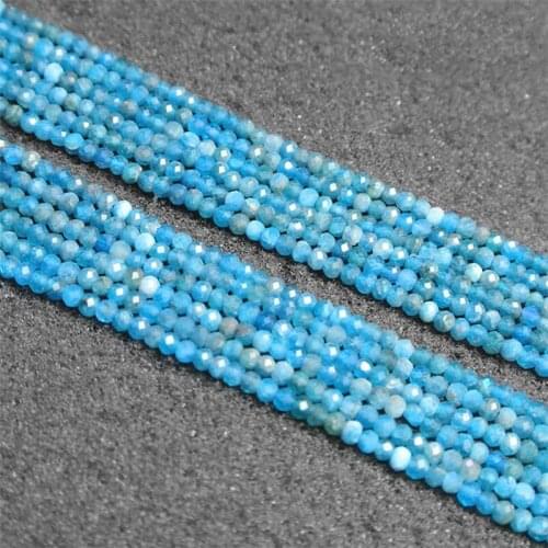 2x3mm Natural smooth Faceted Blue Apatite irregular round Stone Beads For DIY necklace bracelet jewelry making 15 "free delivery