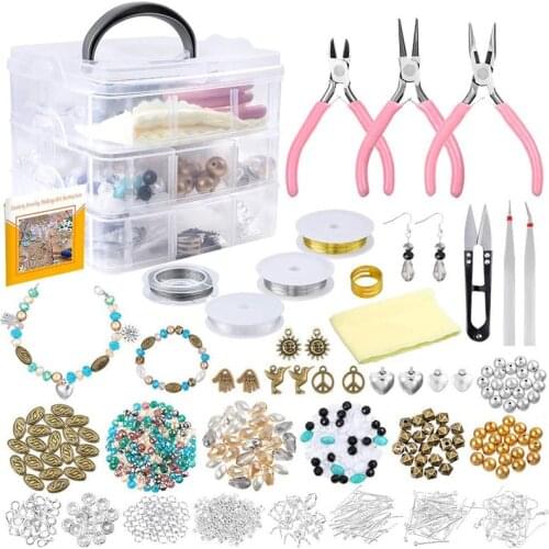3-layer Jewelry Making Supplies Kit DIY Handmade Bracelet Necklace Tool Accessory Set Acrylic Crystal Spacer Beads Female Gift