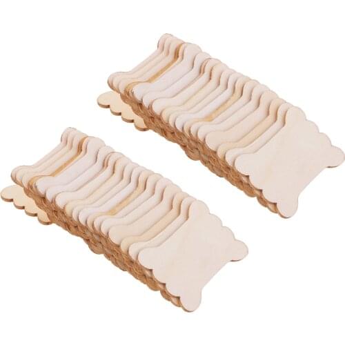 40 x Flat Spools Wooden Thread Ribbon Wool Organizer Sewing Supply