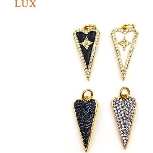 5pcs Pointed Heart Shaped Pendant for Women Necklace Cubic Zircon Brass Plated Skinny Charms Pendants For Women Jewelry Pendant