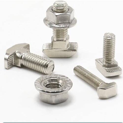 50pcs/lot M8*16 Hammer Head T Bolt Aluminum Connectors T Head Screws 4545 Aluminum Profile Nut