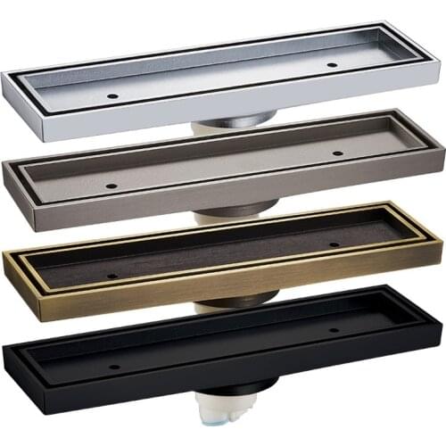 59# brass shower room invisible floor drain 8.2X30 deodorant floor drain can be inlaid with ceramic tiles invisible floor drain