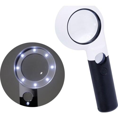 7X 20X Handheld Magnifier 9 LED High Jewelry Appreciation Reading Magnifier Glass Magnifier