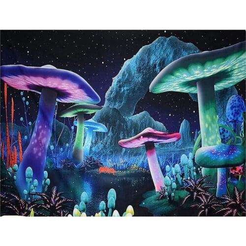 Diamond Painting Full Circle Diamond Kit Rhinestone Picture Art Craft Home Door Decoration (Psychedelic Mushroom)