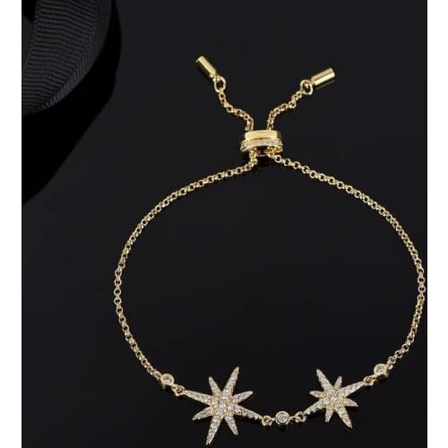 Yellow Gold Simple Temperament Star Pendant Bracelet Female Ladies Trend Bracelet Jewelry Women