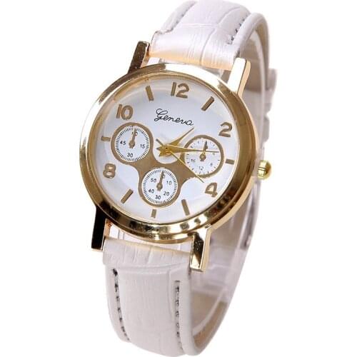 Gnova Platinum SMALL Women Watch Retro Student Classic PU Leather geneva style office Wristwatch Golden Reloj Dama Fashion Girl