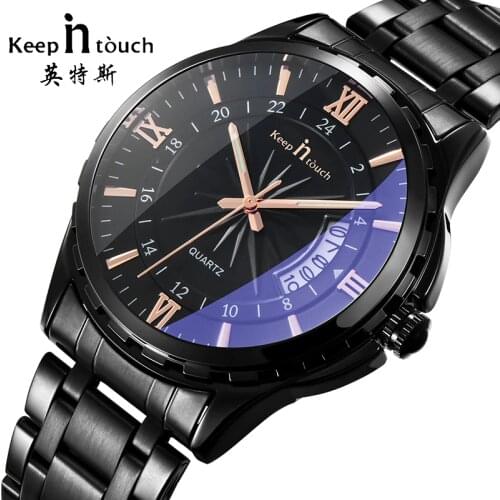KEEP IN TOUCH Watch Men Fashion Auto Date Waterpoof Top Brand Mens Watches Calendar Noctilucent Metal Wristwatch With Gifts Box