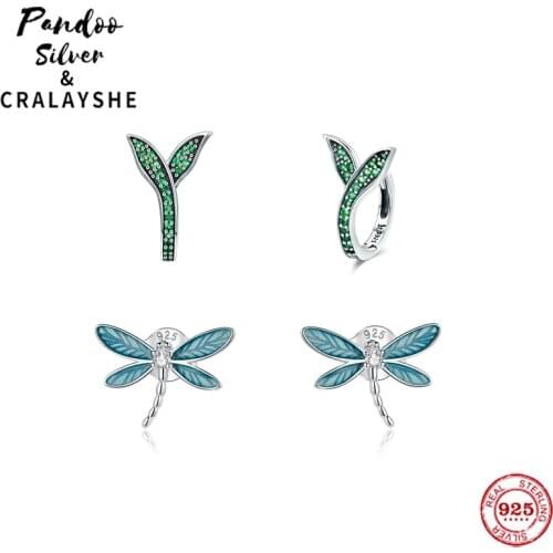 CZ Hoop Earrings Green Earrings 925 Sterling Small Earrings for Women Fashion Statement Blue Sterling Silver Jewelry Female