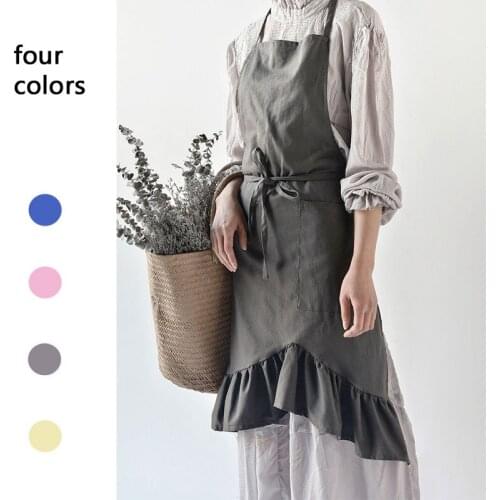 Apron cotton hemp idyllic vintage little lace shop kitchen baking housework apron dress baking accessories apron kitchen