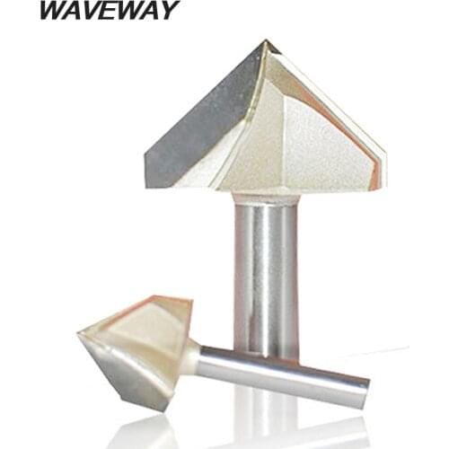 WAVEWAY 1/4" 6.35mm Shank 90 Degree Engraving V Groove Bit Tungsten Steel CNC Router Engraving Wood Working Tool Milling Cutter