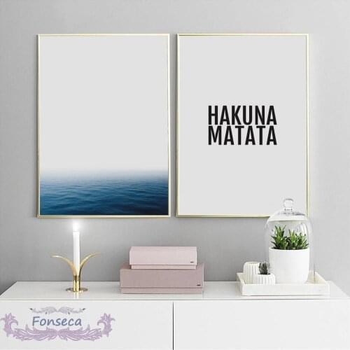 Hakuna Matata Ocean Landscape Posters and Prints Nordic Scandinavian Home Decoration Wall Art Canvas Picture for Living Room
