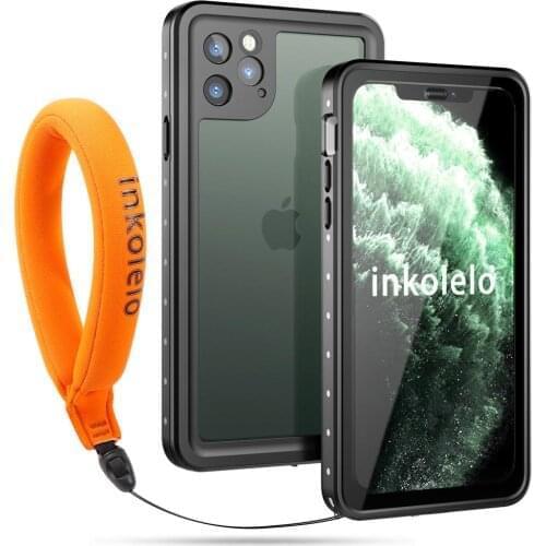 Inkolelo iPhone 11 Pro Max Waterproof Case Built-in Screen IP68 Full Sealed Shockproof Cover for Summer Swimming Diving Black