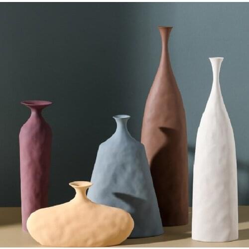 Nordic Home Decoration Morandi Small Caliber Ceramic Vase Office Porch Living Room Decoration Ornaments Modern Home Vase Gifts