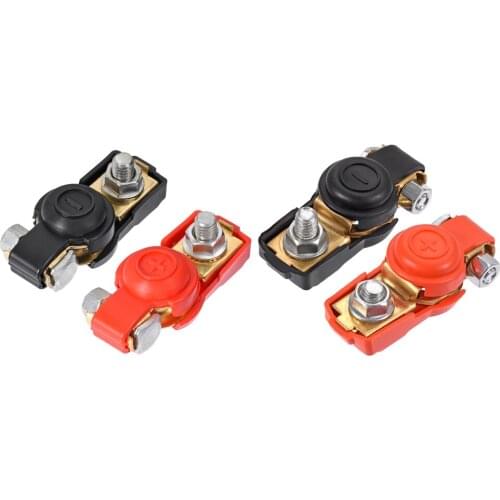 Uxcell 1-2 Pairs Battery Terminal Clamps Positive Negative 17mm 16mm Set Copper Red Black Cover for Auto Car Truck Vehicle