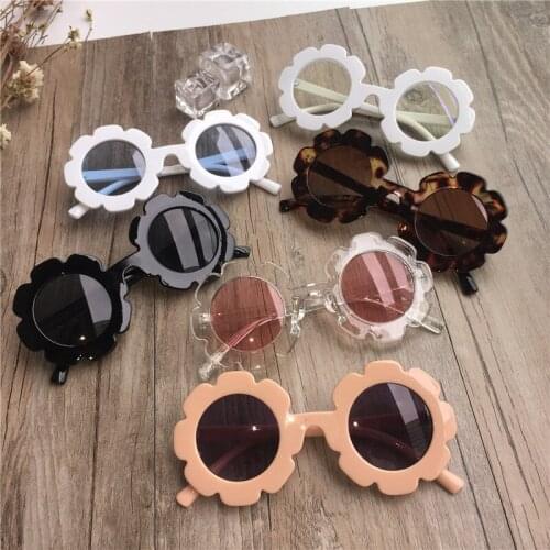 Summer Children Outdoor Sunflower Shape Sunglass Candy Color Frame Round UV Protection Eyewear