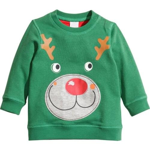 Little Maven New Autumn Spring Kids Green Cartoon Elk Cotton Christmas Terry Full- sleeved O-neck Boys 1-6yrs Casual Hoodies