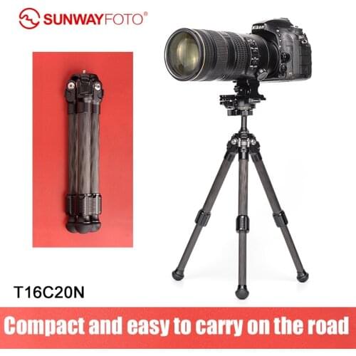 SUNWAYFOTO T16 20NLight Small Mini Carbon Fiber Dslr Camera Stand Professional Carbon Tripod For Phone Camera Accessories Video