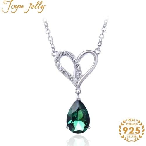 JoyceJelly Trendy 925 Silver Women Necklace for Women Wedding Jewelry Unique Heart Design Water Drop Necklace Hot Selling Gifts