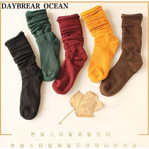 Fashion Casual Cute Candy Colors Women Socks Wide Mouth Soft Comfortable Cotton Socks Girls Autumn Winter Warm Long Socks