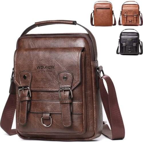 Mens Top PU Leather Messenger Shoulder Bags Business Crossbody Bags Male Sling Bag Drop Shipping Tablet Tote Mochila Satchel