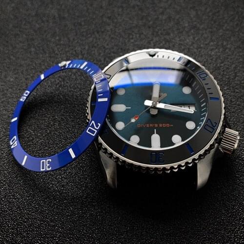 Sloped ceramic bezel insert 38*30.6mm Sub style Luminous pip at 12 For Seiko SKX007 SKX011 for Rlx SUBMARINER MOD watch parts