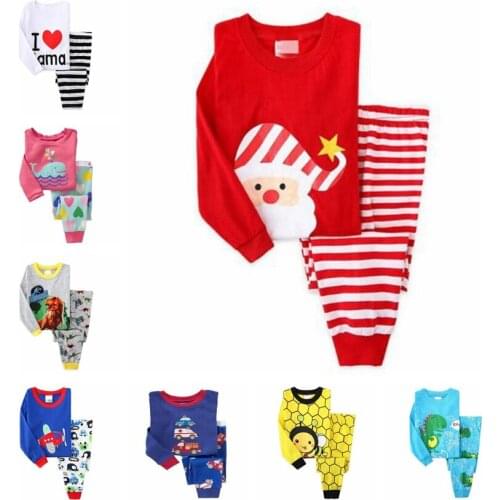 New Kids Pajamas Set Girls Boys Animal Pyjamas Baby Dinosaur Giraffe Sleepwear Children Christmas Nightwear H126