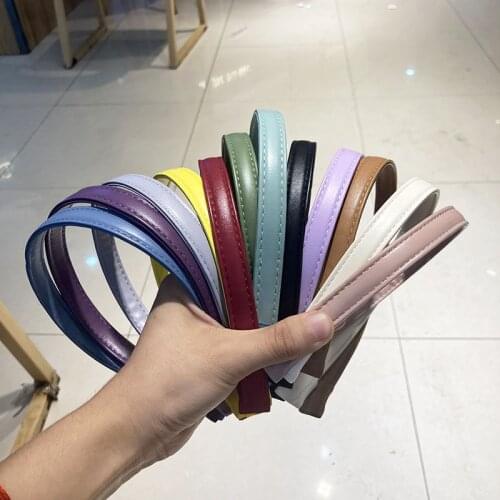 Solid Color Women Headband PU Leather Thin Edge Hair Hoop Head Hoop Female Make Up Washing Face Headwear Turban Hair Accessories
