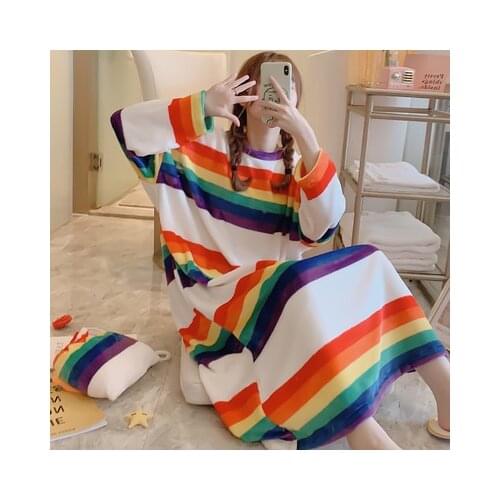 Autumn Winter Womens Lolita Princess Dress Cute Fruit Print Flannel Sleepshirts Nightgowns.Thicken Nightdress Sleep Loungewear