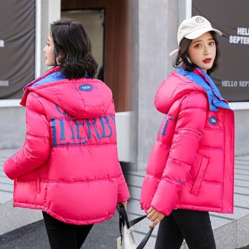 Winter Parkas Women Pure Color Fashion Zipper Jacket Coat Casual Thick Warm Pocket Short Hooded Outerwear Female Winter Coat
