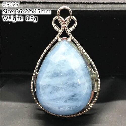 Top Natural Clear Blue Aquamarine Necklace Pendant For Woman Lady Man Crystal 22x16x9mm Water Drop Beads Fashion Jewelry AAAAA