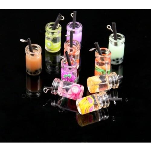 Pendant Charms 3D Transparent Glass Sweet Candy Drink Bottle Resin Pendants Earring For Jewelry Making DIY Necklace Accessories