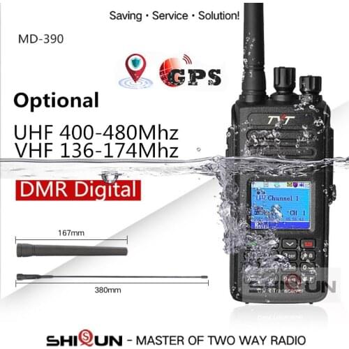 Hot DMR TYT MD-390 DMR Radio with GPS Waterproof IP67 Walkie Talkie MD 390 Digital Radio MD-UV390 Dual Band VHF UHF DMR Baofeng