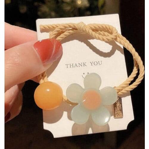 1 Piece Cute Color Hair Rope Female Korean Style Tie Hair Rubber Band Flower Hair Tie Headdress