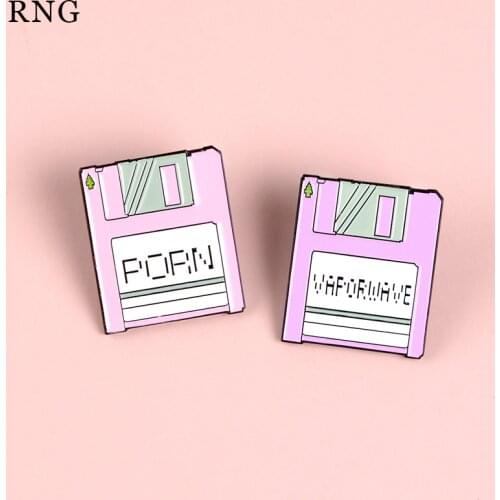 RNG New Fashion Square pink billboard letter plate metal pin glass tree forn simple shirt backpack Jewelry Brooch