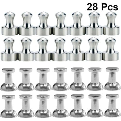 28pcs Steel Magnetic Push Pins Strong Magnets for Fridge Bathroom Kitchen Locker Classroom Industrial Office Hanger (D11x13 and