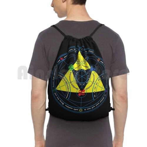 Transmutation Of Time Backpack Drawstring Bags Gym Bag Waterproof Legend Fullmetal Alchemist Full Metal Alchemy Triforce