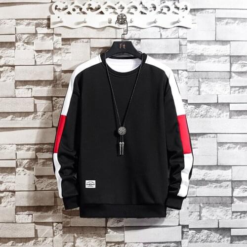 Elena Store New Model Mens Sweatshirts Men Spring Autum 6 Color Hoodie Mens Casual O-Neck Patchwork Sweatshirt for Men