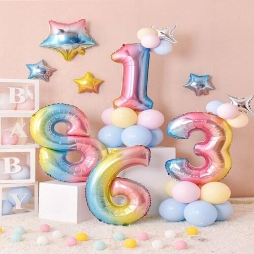 16/32/40 inch digital Foil Birthday Balloons Air Helium Number Balloon Figures Happy Birthday Party Decorations Kid toy Baloon