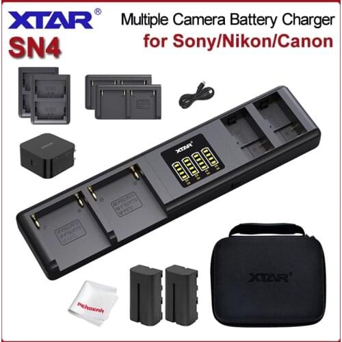 XTAR SN4 Multiple Camera Battery Charger Fast Charging Docks for Sony/Nikon/Canon Cameras Smart Adaptive Hub for Photographers
