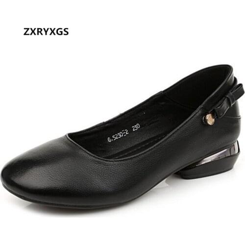 Top Cowhide Spring Classic Round Head Woman Shoes Low Heels 2020 New Bow Women Fashion Shoes Genuine Leather Shoes Large Size 43