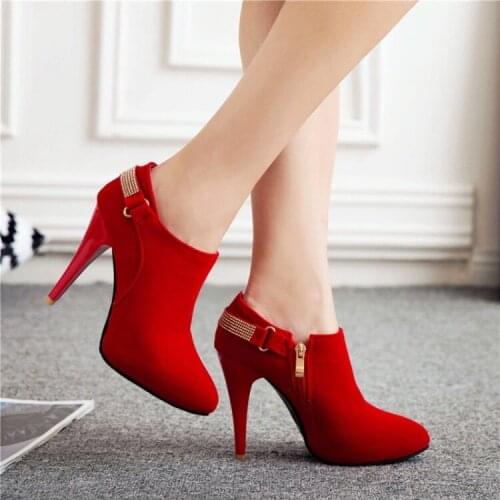 Big Size 11 12 13 14 15 16 17 18 19 ladies high heels women shoes woman pumps Metal decoration with pointed fine heel suede